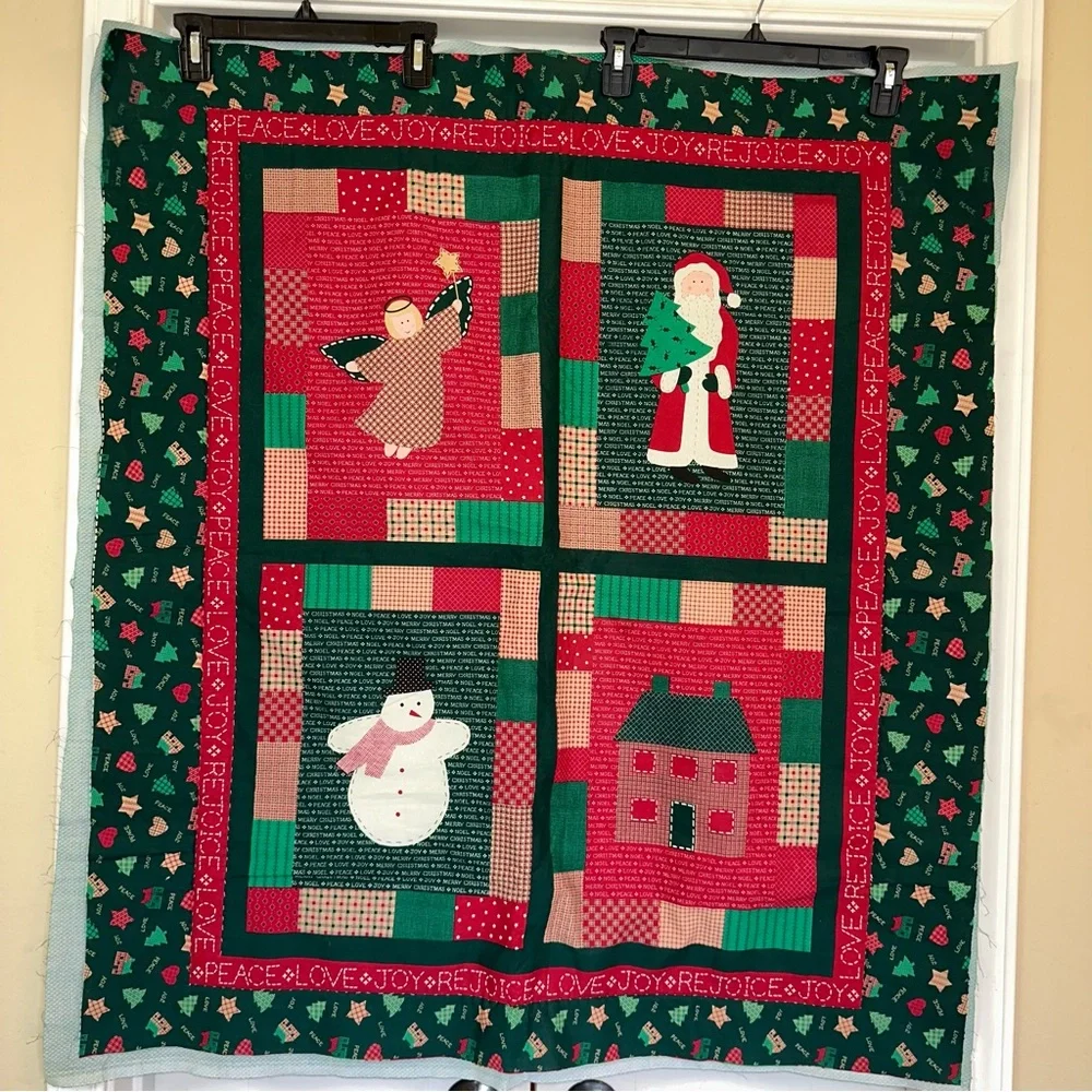 Project peace - unfinished Christmas lap blanket/wall hanging, 36 x 40“